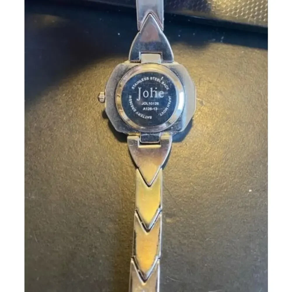 Women's Jolie Watch, JL10126, Silver tone with Crystal Accents, Patterned Dial